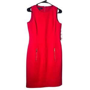 Anne Klein Size 6 Red Sheath Dress NWT Holiday Party Cocktail Zip Pocket